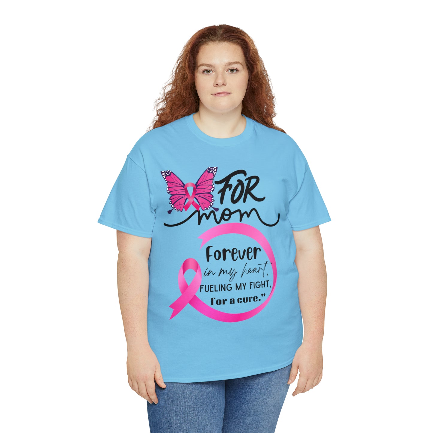 "For Mom" Unisex Breast Cancer Awareness Heavy Cotton Tee