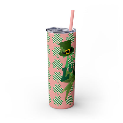 St. Patrick's Day Skinny Tumbler with Straw - 20oz 'Feeling Lucky' Design