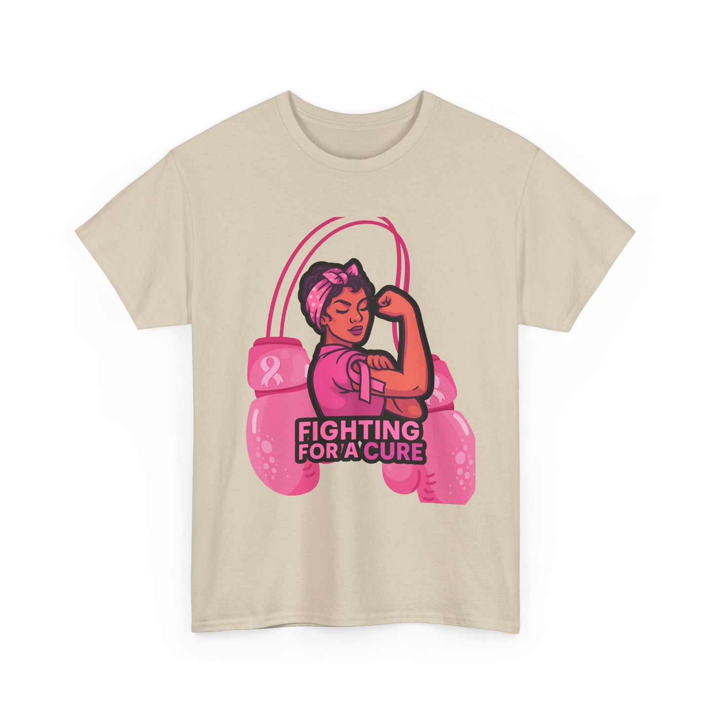 Fighting for a Cure Tee, Support Breast Cancer Awareness Shirt, Unisex Cotton Tee, Inspirational Graphic Tee, Pink Ribbon Gift