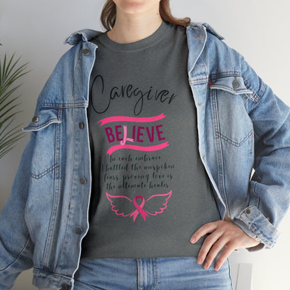 Caregiver Breast Cancer Awareness Unisex Heavy Cotton Tee