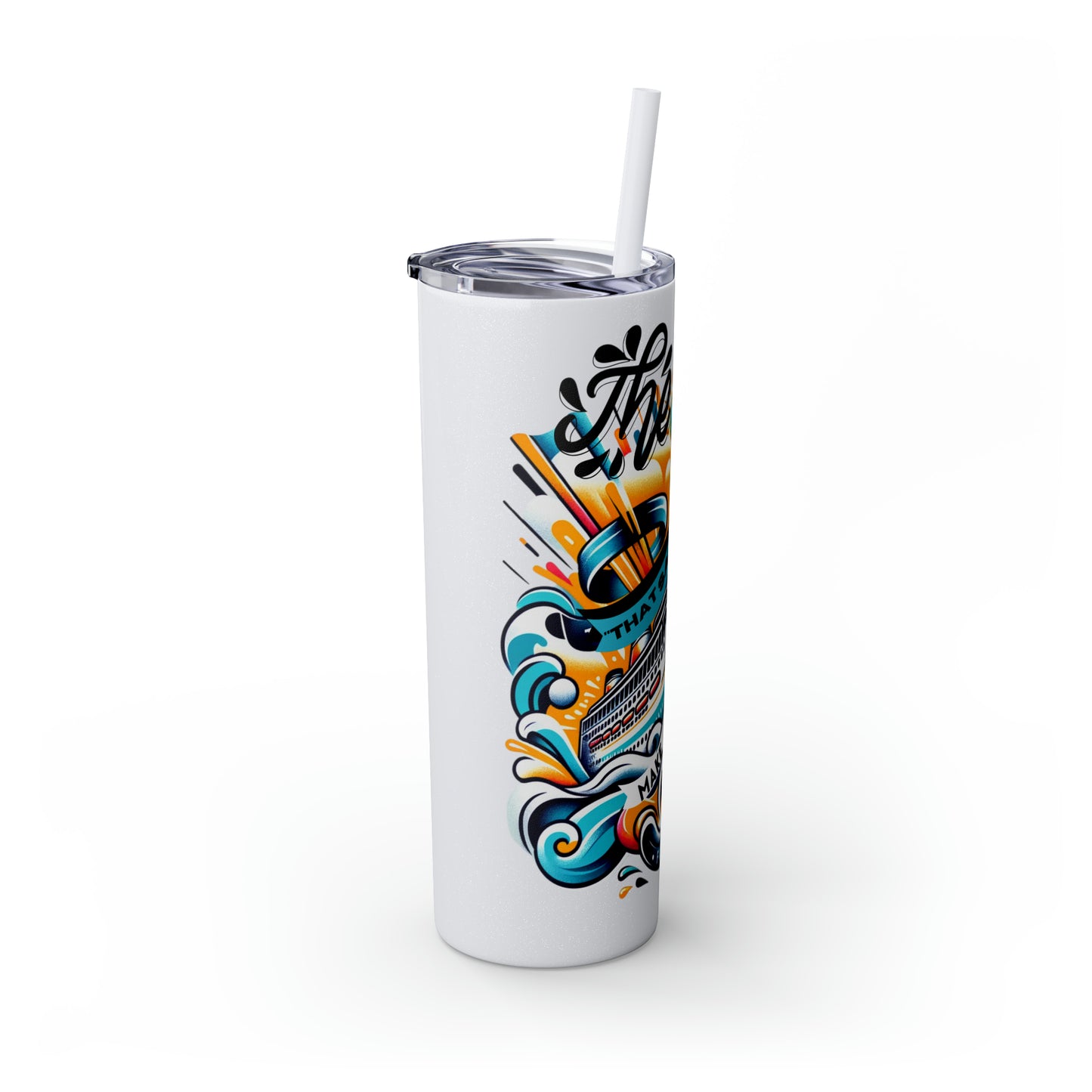 "A Family that Sails Together" Skinny Tumbler with Straw, 20oz