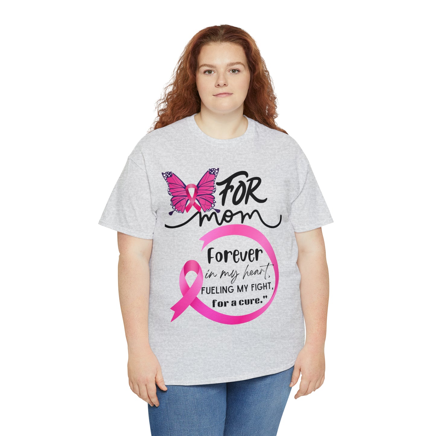 "For Mom" Unisex Breast Cancer Awareness Heavy Cotton Tee