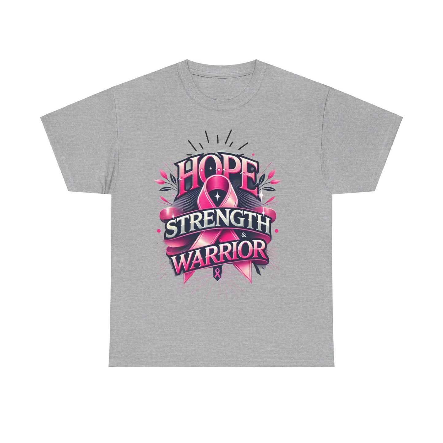 Hope, Strength, Warrior, Breast Cancer Awareness Cotton Tee