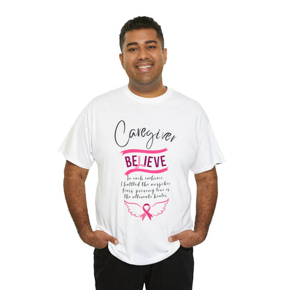 Caregiver Breast Cancer Awareness Unisex Heavy Cotton Tee