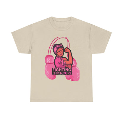 Fighting for a Cure Tee, Support Breast Cancer Awareness Shirt, Unisex Cotton Tee, Inspirational Graphic Tee, Pink Ribbon Gift