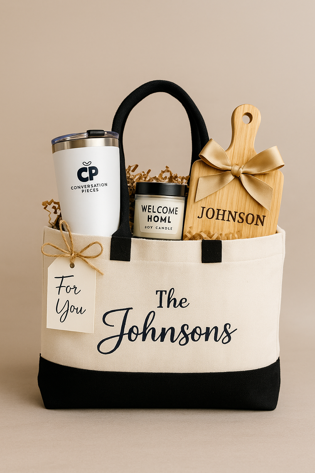 The "Welcome Home" Tote – Personalized Housewarming Gift Basket
