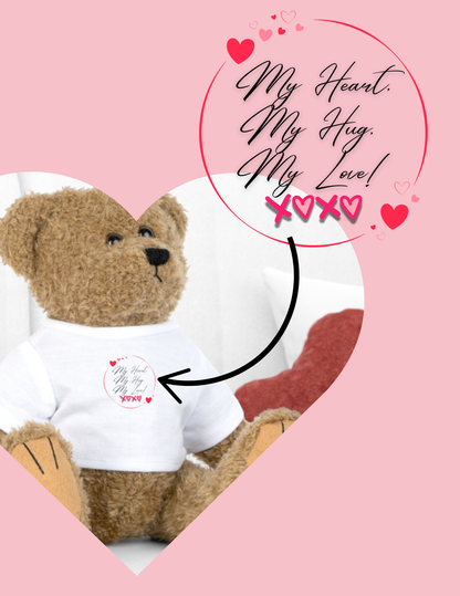 "Personalized Valentine’s Day Stuffed Animal Gift – Bear, Elephant, Sheep, or Bunny with Romantic Quote"