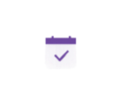 Purple checkmark icon on a white background