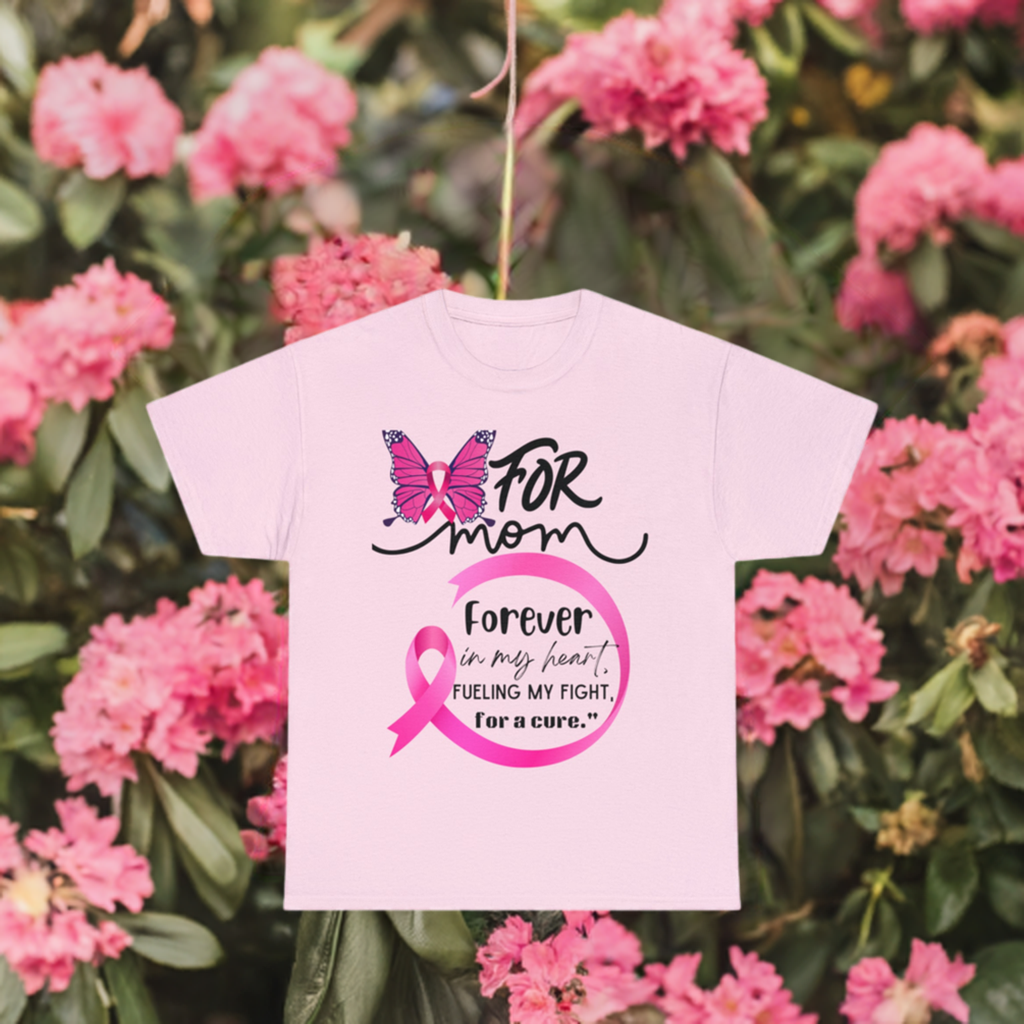 "For Mom" Unisex Breast Cancer Awareness Heavy Cotton Tee