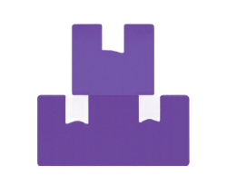 Purple castle logo on a white background