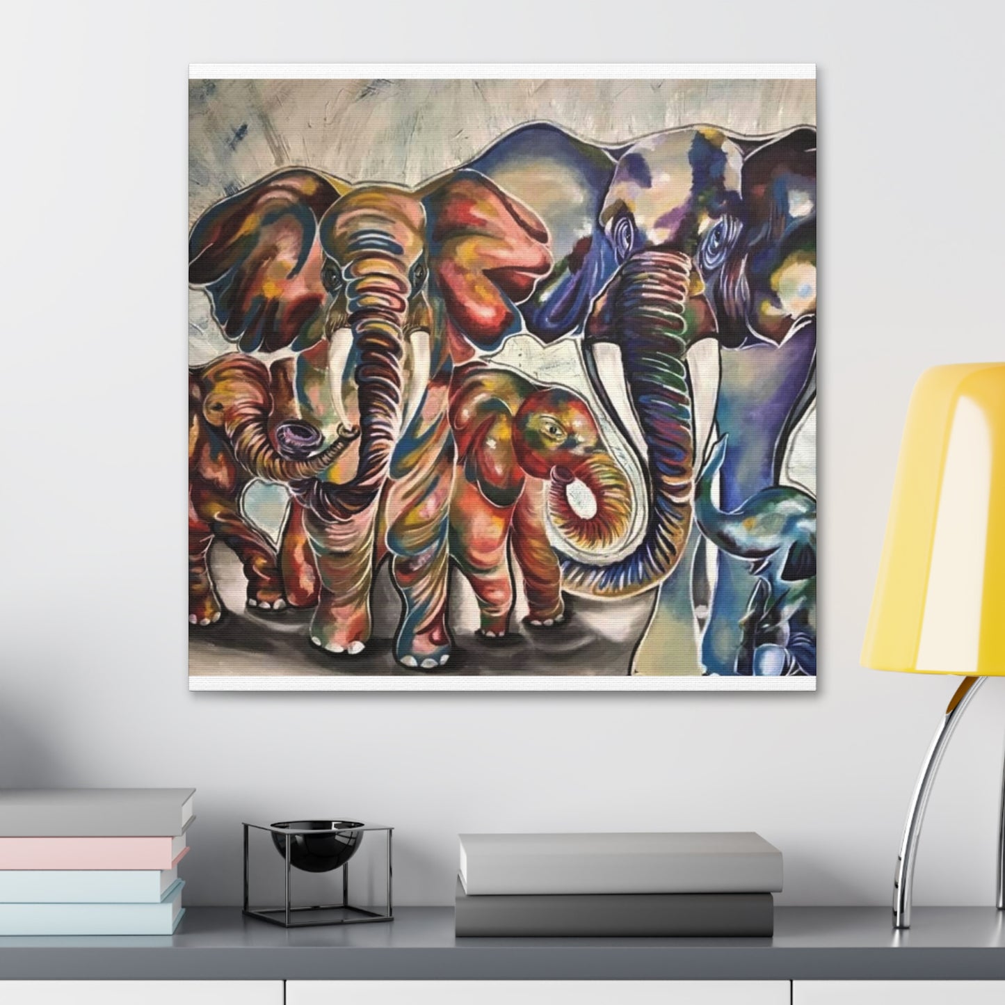 Majestic Herd: A Vibrant Elephant Family Portrait by KMarie