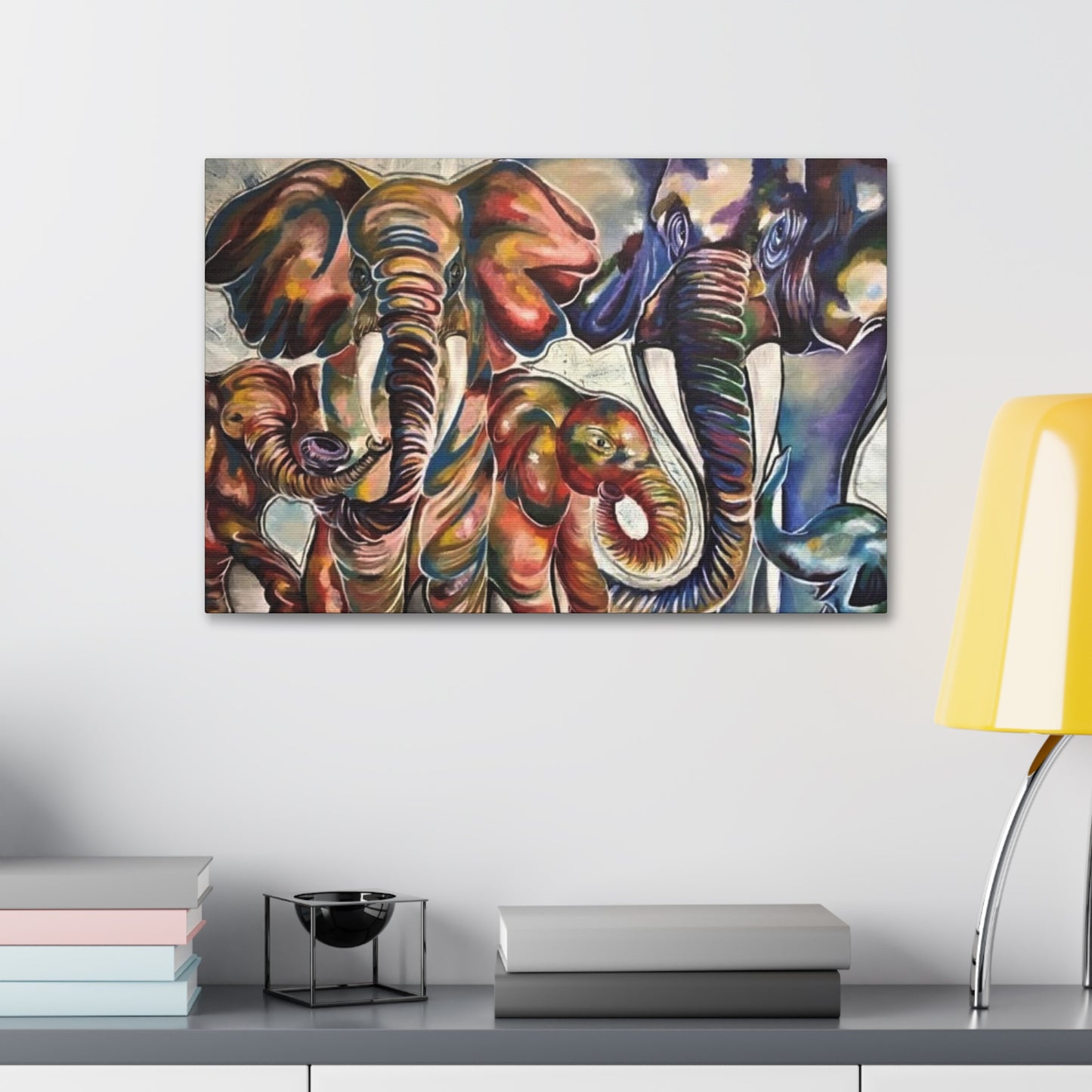 Majestic Herd: A Vibrant Elephant Family Portrait by KMarie