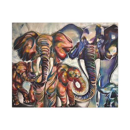 Majestic Herd: A Vibrant Elephant Family Portrait by KMarie