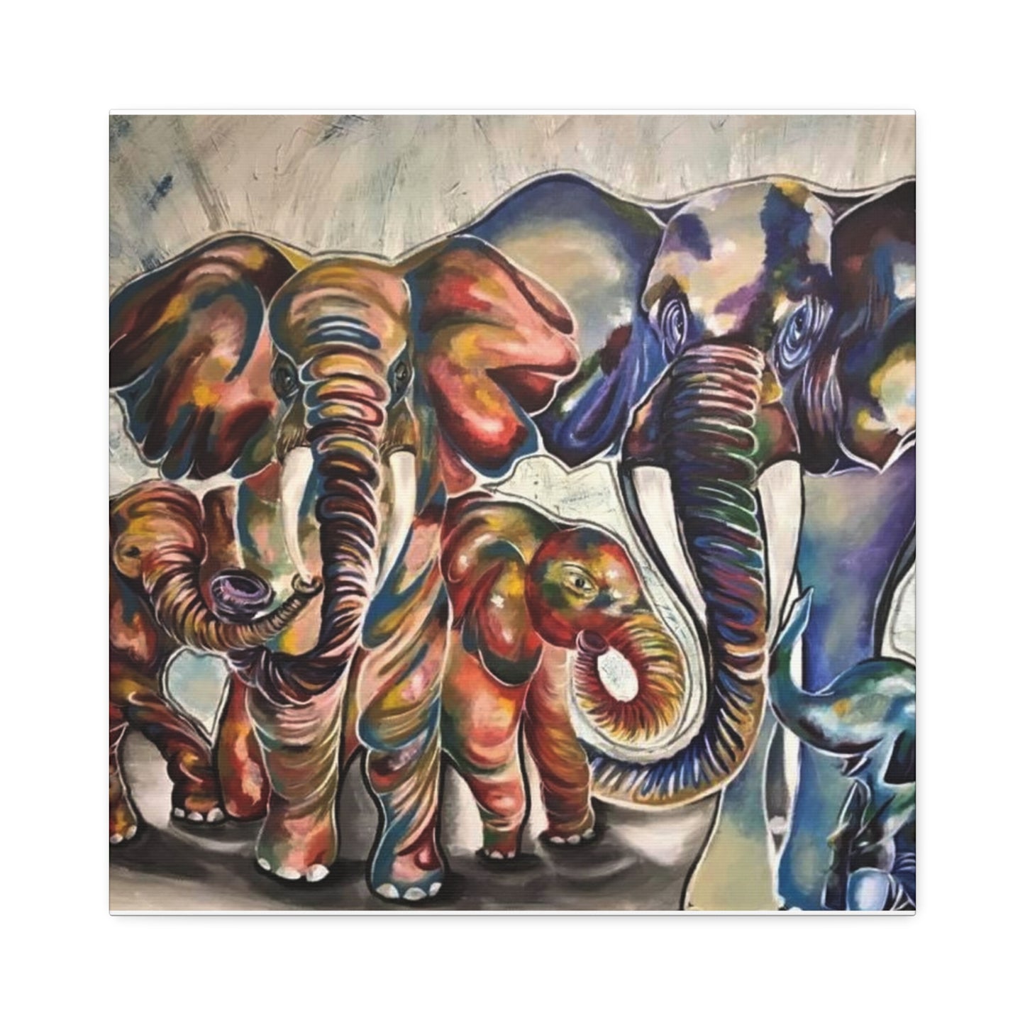 Majestic Herd: A Vibrant Elephant Family Portrait by KMarie