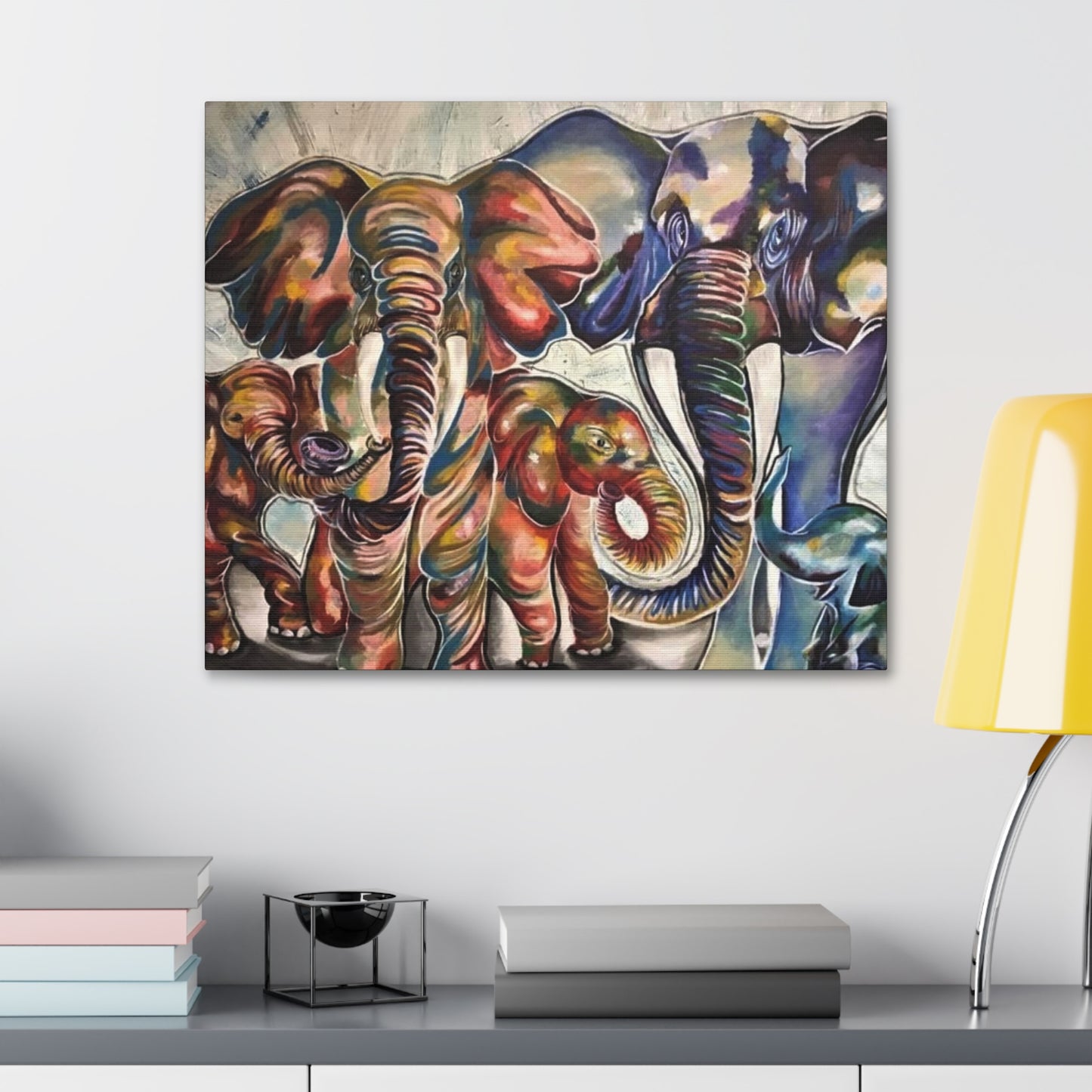 Majestic Herd: A Vibrant Elephant Family Portrait by KMarie