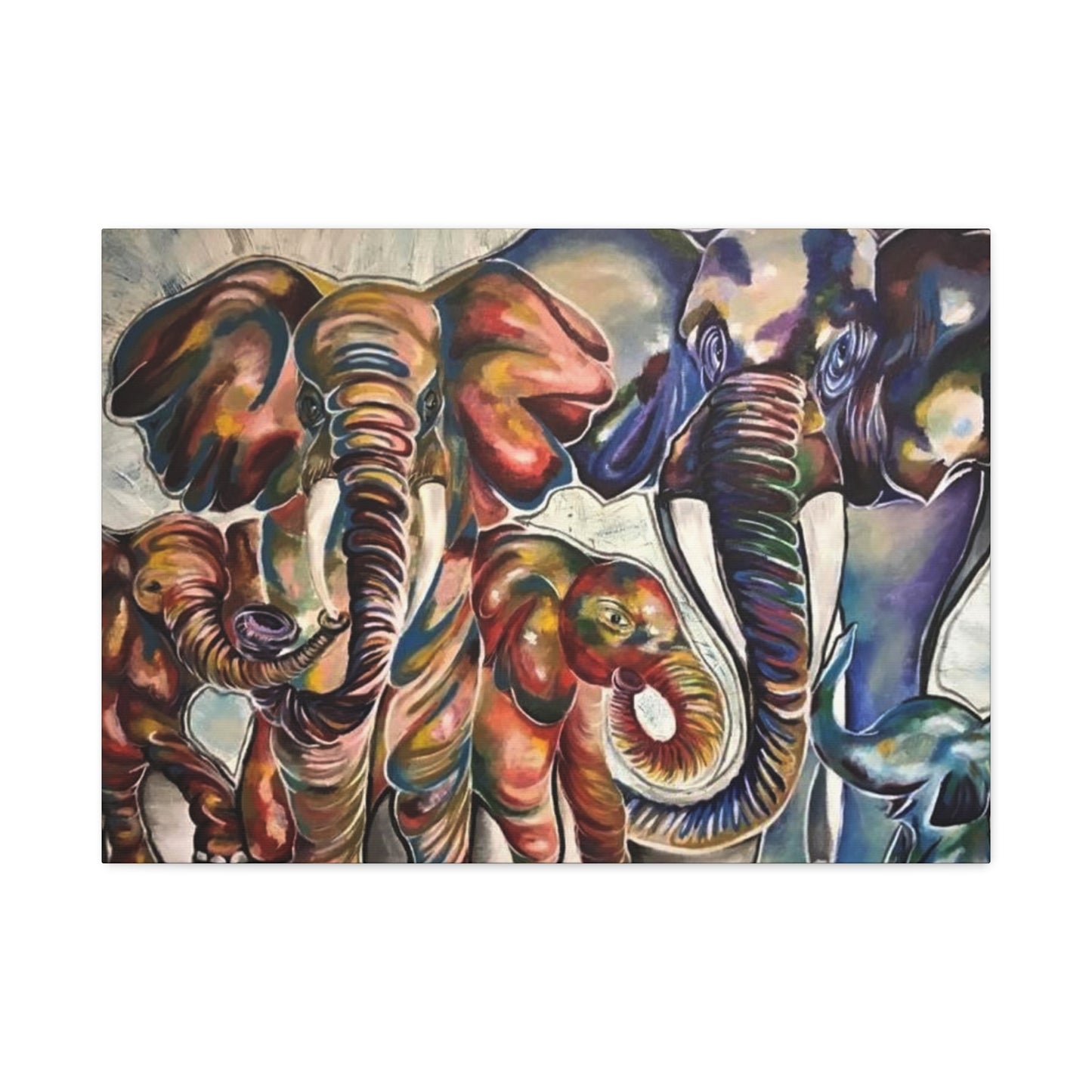 Majestic Herd: A Vibrant Elephant Family Portrait by KMarie