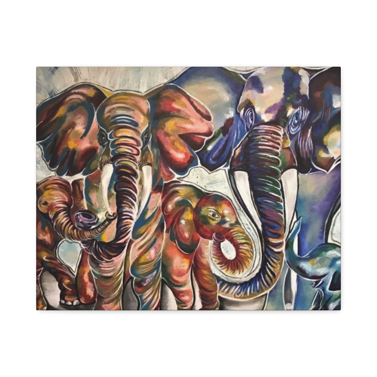 Majestic Herd: A Vibrant Elephant Family Portrait by KMarie