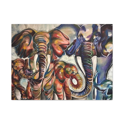 Majestic Herd: A Vibrant Elephant Family Portrait by KMarie