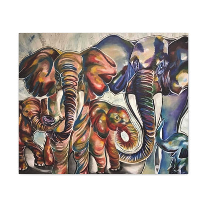 Majestic Herd: A Vibrant Elephant Family Portrait by KMarie