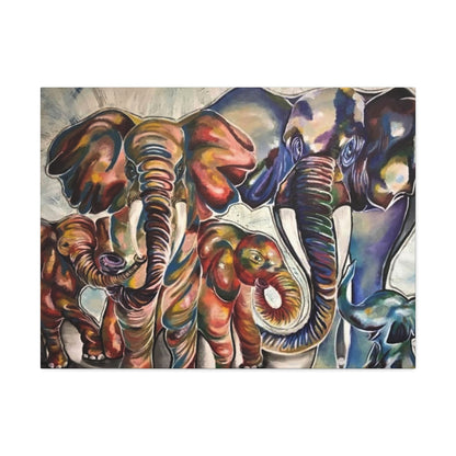 Majestic Herd: A Vibrant Elephant Family Portrait by KMarie